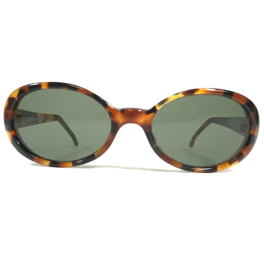Mikli Sunglasses 6075 COL 281 Small Tortoise Round Frames with Green Lenses